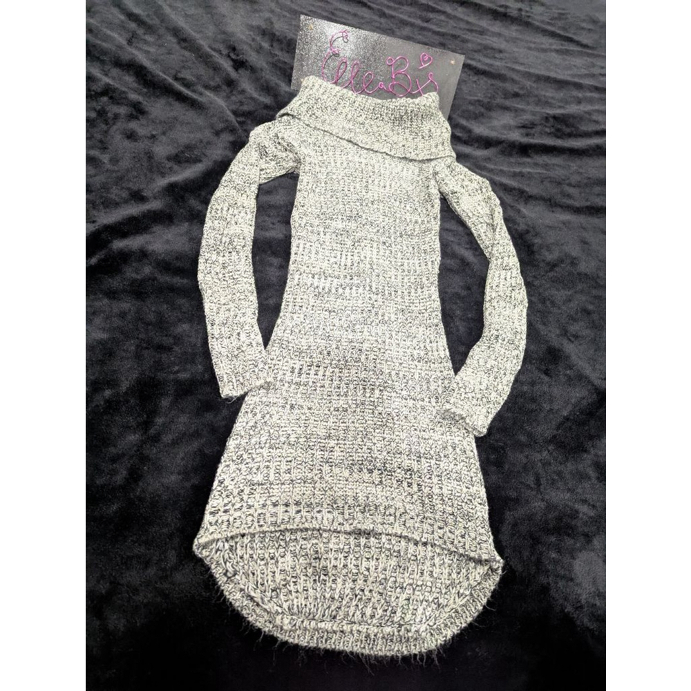 EUC Ultra Flirt Gray/Black Cowl Neck Sweater Dress S